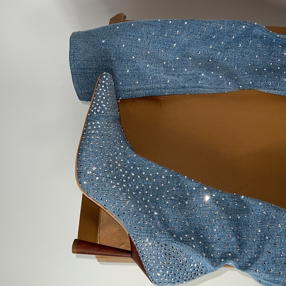 GIA BORGHINI x RHW for FWRD Denim Crystal Boot in Medium Denim 39 - Picture 5 of 10